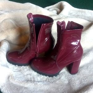 Patten leather midi boots